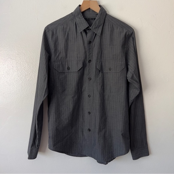 Theory Other - Theory Striped Button Down Long Sleeve Cotton Shirt